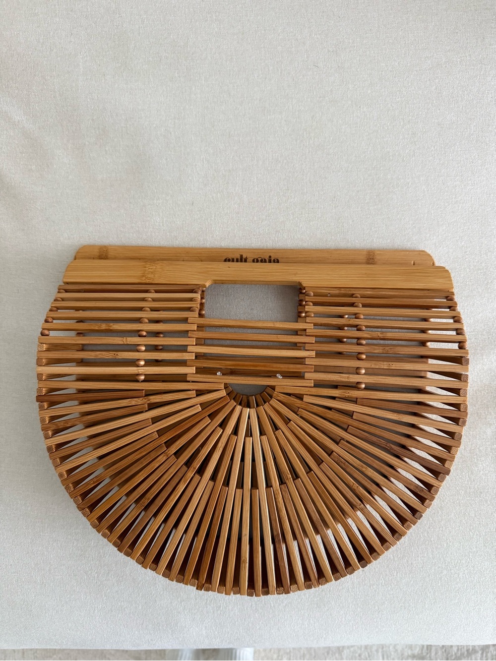 Cult Gaia Natural Bamboo Semi-Circle Handbag